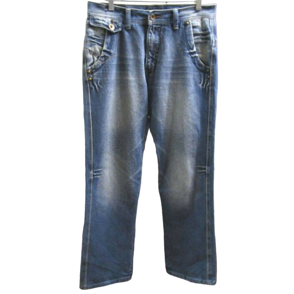 Lois Jeans Spain Distressed Studded Denim Y2K Grunge Cyber Streetwear Blue 31x31